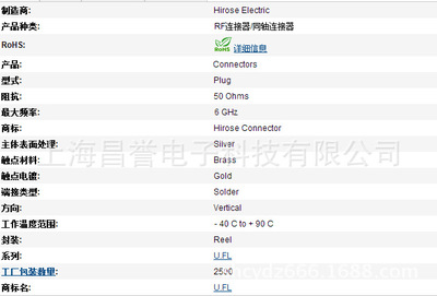 上海昌譽電子科技 熱銷原裝進口U.FL-R-SMT(10) RF連接器，引領高精度信號傳輸